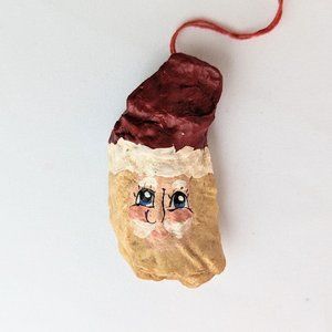 Hand Painted Santa Ornament | Vintage Wood Santa Ornament